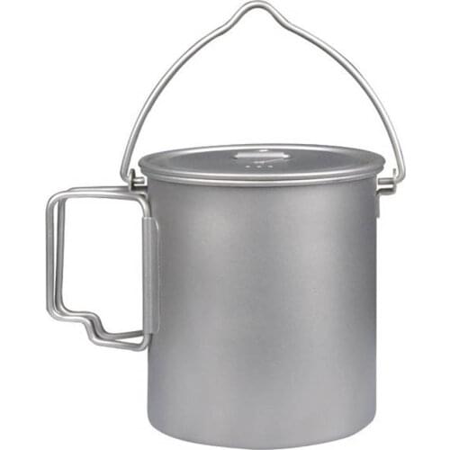 Titanium Cup 750ml 900ml 1100ml Titanium Pot Water Cup Mug with Lid Foldable Handle Outdoor Camping Hiking Cookware Tableware
