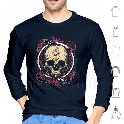 Salt & Burn Hoodies Long Sleeve Spn Supernatural Skull Skeleton Salt Burn Tv Show Winchesters Demon Hunters Sigil
