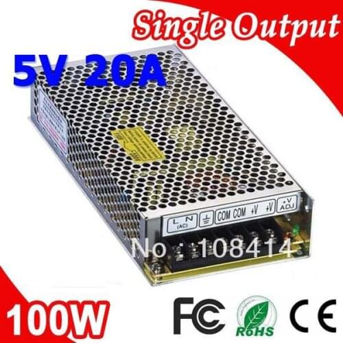 S-100-5 100W 5V 20A Single output Power Supply Transformer 110V 220V AC to DC 5V output