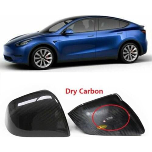 Real Gloss Carbon Fiber Rear View Mirror Cover Left Drive Car Exterior Window Door Side Rearview Cap For Tesla Model Y 2020-2021