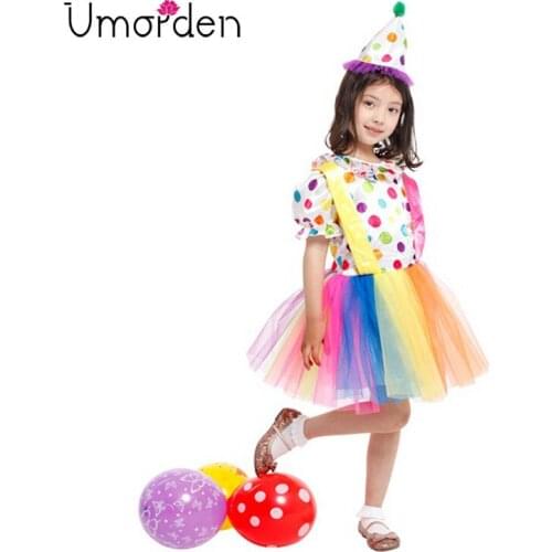 Umorden Colorful Girl Big Top Fun Rainbow Costume Tutu Dress for Girls Child Halloween Party Carnival Fantasia Costumes
