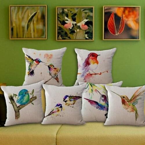 High Quality 1 piece Painting Bird New Pattern Seat hug pillowcase Decorative Home Chair Throw Pillows Case 45*45cm A1017