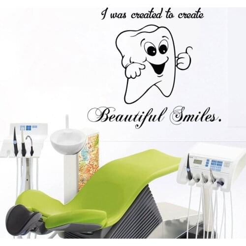 Cute Smile Tooth Vinyl Sticker Window Glass Funny Wall Decal For Dental Clinic Bathroom Dentist Stomatology Wallpaper L695