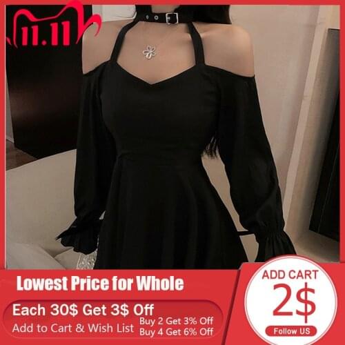 Gothic Ladies Dresses Spring Autumn The New Fashion Hipster Designer Creative High Waist Thin Best Sellers Halter Strapless