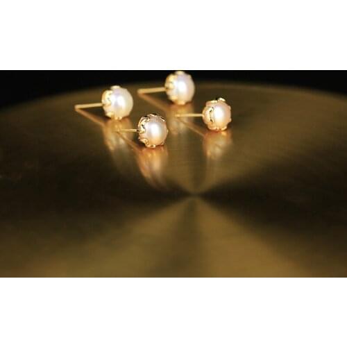 Natural Freshwater Pearls Stud Earrings Simple Round Temperament Earrings For Elegant Women Wedding Jewelry Accessories Gift New