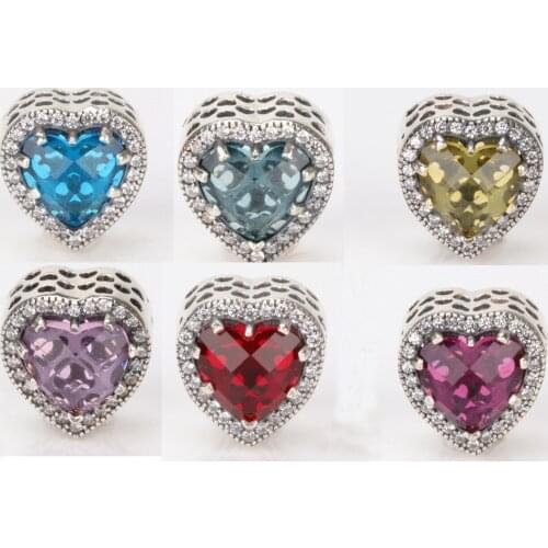 Authentic 925 Sterling Silver Dazzling Radiant Heart Shape Charm Fit Pan Bracelet For Women DIY Jewelry Bead