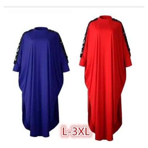 African womens 2021 autumn large size dress womens sequins blue red traditional African costume fairy tale dream