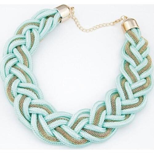 New women weaving rope multicolor choker necklace handmade hot girl exaggerated short Statement necklace torques Fashion Jewelry