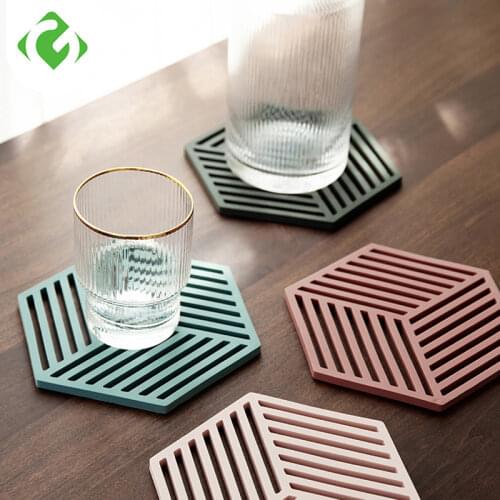 1PC Silicone Tableware Insulation Mat Coaster Cup Hexagon Mats Pad Heat-insulated Bowl Placemat Home Decor Desktop GUANYAO