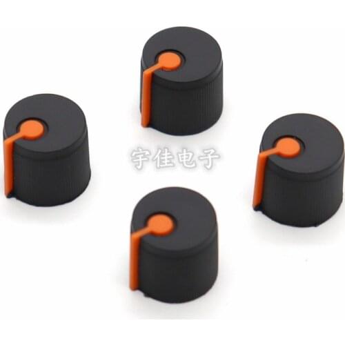 10 Piece 17 * 15mm black orange plastic rubber knob half handle D-shaped inner hole 6mm potentiometer adjustment knob