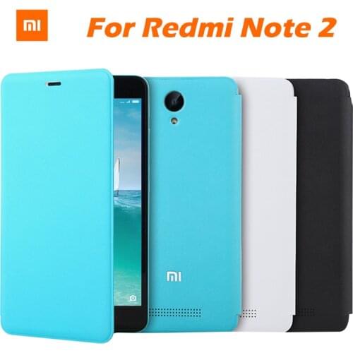 100% original xiaomi redmi note 2 back cover protector case flip case matte leather cover for redmi note 2 5.5 Inch