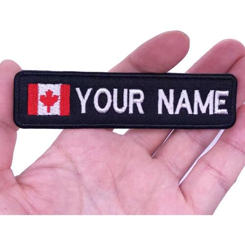 Canadian flag Canada 10X2.5cm Embroidery Custom Name Text Patch Stripes badge Iron On Or Velcro Backing Patches For Clothes