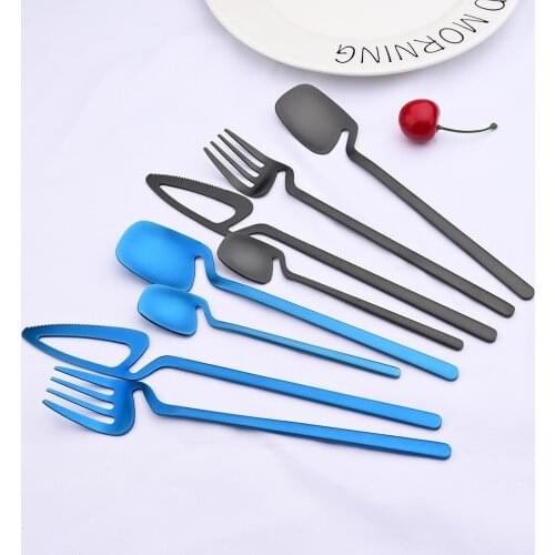 24Pcs/6Set Matte Colorful Dinnerware Set 304 Stainless Steel Tableware Set Knife Fork Spoon Flatware Luxury Cutlery Set Gift Box