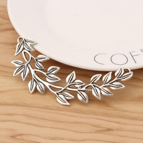 5 Pieces Tibetan Silver Large Branch Leaves Connectors Charms Pendants for Necklace Jewellery Making 87x25mm