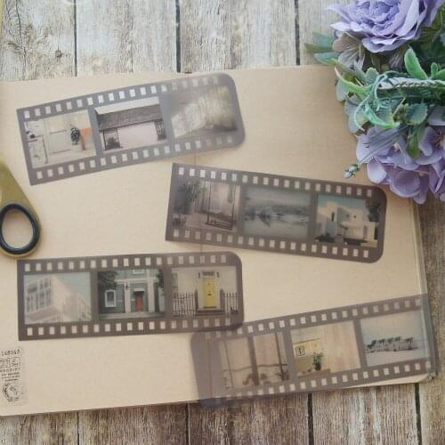 8 Sheet Blue Sky White City Movies Photo Film PVC Sticker Design AS Gift Tag Gift Seal Decoration Scrapbooking DIY Sticker
