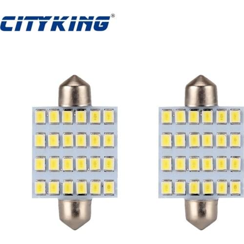 Free Shipping 100pcs/lot festoon lighting led 24smd 2835 led 31mm 36 mm 39mm 42mm 360LM White c5w reading lamp led Dome light