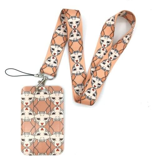 Cartoon Hairless Sphynx Cats Key lanyard Car KeyChain ID Card Pass Gym Mobile Phone Badge Kids Ring Holder Jewelry Decorations