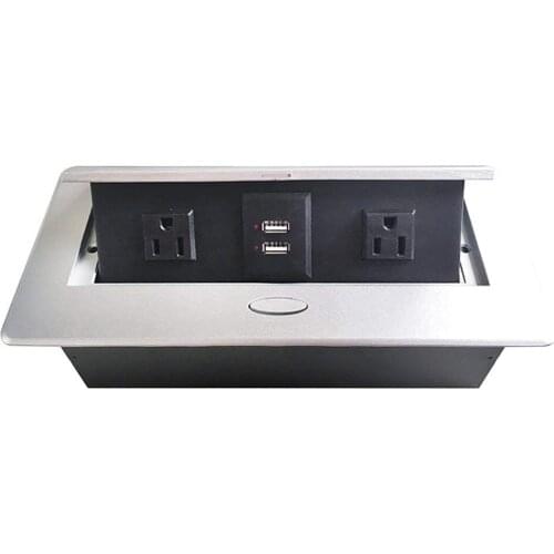 Damped Multimedia Outlet Connection Box Desktop Pop Up Socket with Power and USB Charger for Conference Room