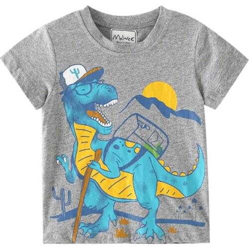 27Kids Boys T-shirt New Animal Design Baby Cotton Summer Clothing Toddler Fashion Dinosaur T-shirt Cute Children Play Clothes