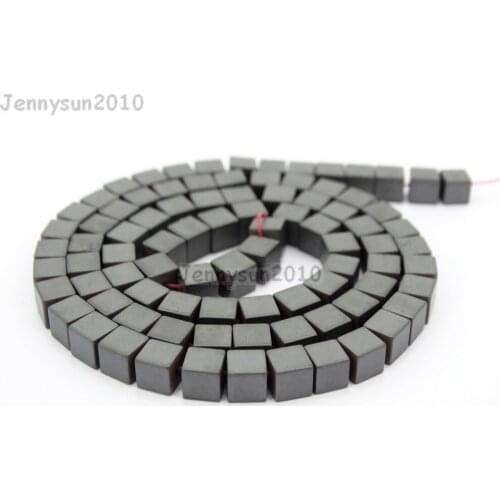 Natural Matte Hematite Gems Stones Square Cube 4mm Beads Non Magnetic Metallic Hematite 16'' Jewelry Making 10Strands/Pack