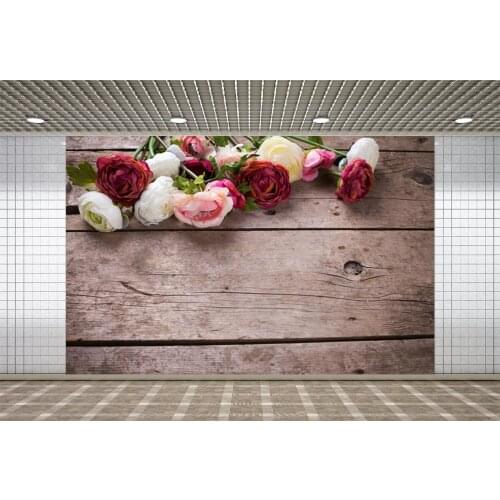 Lyavshi Beauty Roses and Wooden Board Photographic Backdrops Party Room Decor Photography Backgrounds for Photo Studio Props