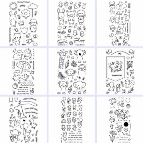 Little Hippo Koala Giraffe Rabbit Squirrel Lamb Bee Pennants Banner Umbrella Balloon Clear Transparent Stamps Diy Scrapbooking