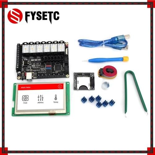 FYSETC F6 V1.3 ALL-in-one Mainboard + 4.3" Touch Screen 4.3 inch Display + 6pcs TMC2208 V1.2 Freely UART Stepper Motor Driver