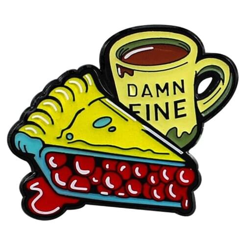 DAMN FINE Red Bean Pie Afternoon Tea Metal Enamel Brooch Personality Fashion Costume Badge Pin Trendy Backpack Hat Jewelry Gift