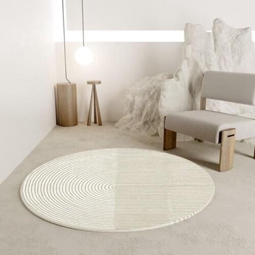 Minimalist Striped Rug Round Carpet120/160/200Cm For Kids Room Nordic Carpet Livingroom Home Bedroom Soft Fluffy Rug Sofa Carpet