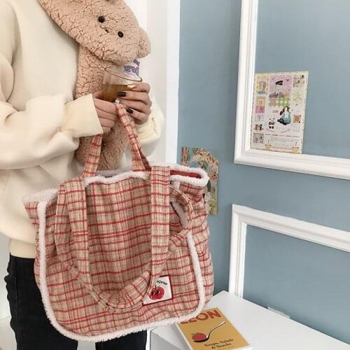 Hylhexyr Fashion Women Shoulder Messenger Bags Woollen Cloth Ladies Purses And Handbags Plaid Female Large Capacity Casual Tote
