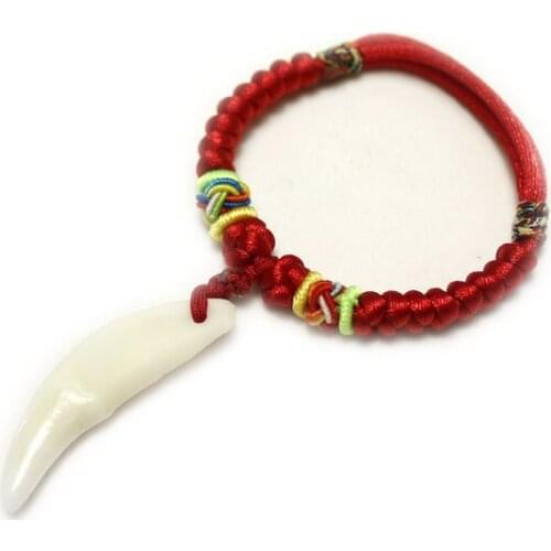 Fashion simple versatile wolf tooth good luck red rope temperament foot chain womens retro style creative foot rope