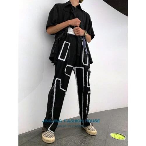 S-4XL!!2020 patch cloth patch long sleeve straight tube dark high street high fashion su make old men and women loose pants