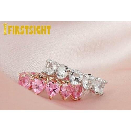 2021 New Silver Color Heart Chaint Ring 5A CZ Paved Cute Lovely Hearts Rings For Women Finger Jewelry