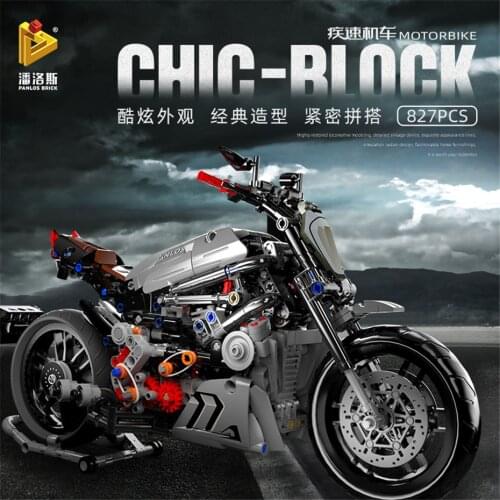 New Creative High-tech Motorcycle Series 827pcs Famous Off-road Motorbike Car Model Building Blocks MOC Bricks Educational Toys