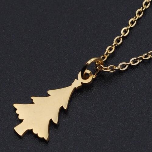 Christmas Tree Stainless Steel Charm Necklace for Women Fashion Jewelry Necklaces Dainty Steel Necklaces Dropshipping Wholesale