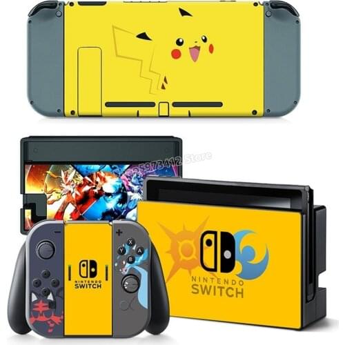 Switch Game Pokemon Cartoon Color Sticker Film Console Whole Body Sticker Anime Figure Print Boys Girls Birthday Gifts Toys