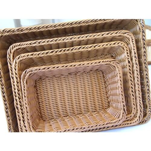 Rattan Bread Tableware Kitchen Fruit Decorative Bowl Tray Snack and Rectangular Fruit Plate Storage Basket Dish Serving Sweets