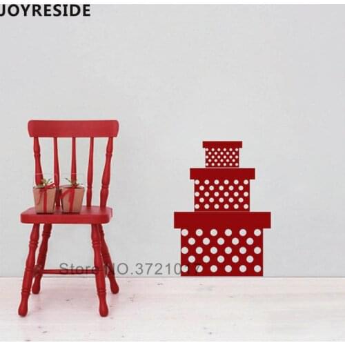 JOYRESIDE Santa Gifts Wall Stickers Christmas Presents Box Wall Decals Home Children Rooms Wall Decor Vinyl Design Window WM031