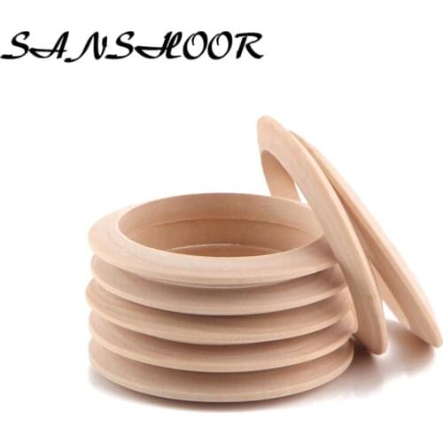 SANSHOOR Thin Unfinished Wooden Bangles Bracelets 0.9cm Width 6.8cm Inner Diameter Painting Art DIY Design For Women 10 Pcs/lot
