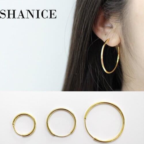 SHANICE All-match Korean 925 sterling silver fashion personality CHIC style Minimalist Gold Circle hoop earrings women jewelry