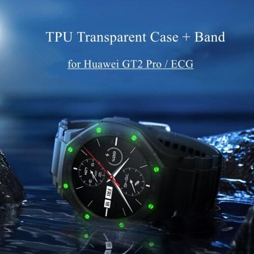 22mm Silicone Band+Case For Huawei Watch GT 2 Pro Protective Cover Shell For Huawei GT2 Pro ECG Wristband Clear Watchband