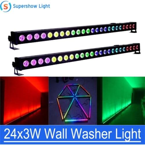 2Pcs/Lot 24x3w RGB 3in1 Led Wall Washer Light DMX Wash Bar Led Lamp for Stage Party Disco DJ