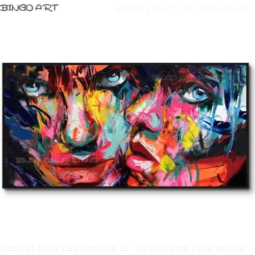 Top Artist Pure Hand-painted High Quality Knife Style Abstract Portrait Oil Painting Reproduction Francoise Nielly Oil Painting