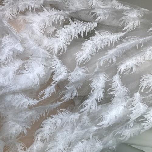 Unique Feathers Dress Fabrics Materials Embroidery Lace Fabric Bridal Veil Fabric Sewing Tulle Lace Free Shipping