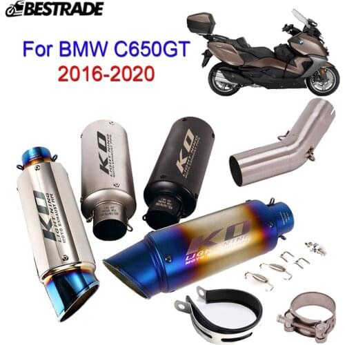 For BMW C650GT 2016-2020 Motorcycle Exhaust System Middle Link Pipe Connect 51mm Mufflers With DB Killer Stainless Steel