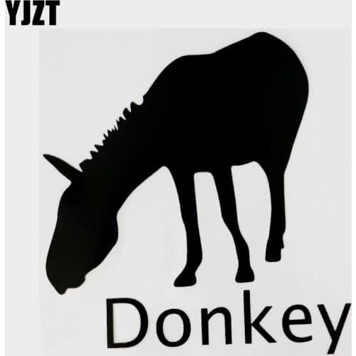 YJZT 14.5CM×15.3CM Interesting Donkey Animal Vinyl Car Stickers Decal Black/Silver 13F-0092