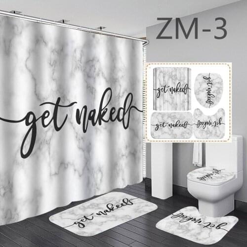 Get Naked Marble Texture Shower Curtain With Non Slip Rug Mat Bathroom Curtains Waterproof Polyester Bathroom Curtain with Hooks