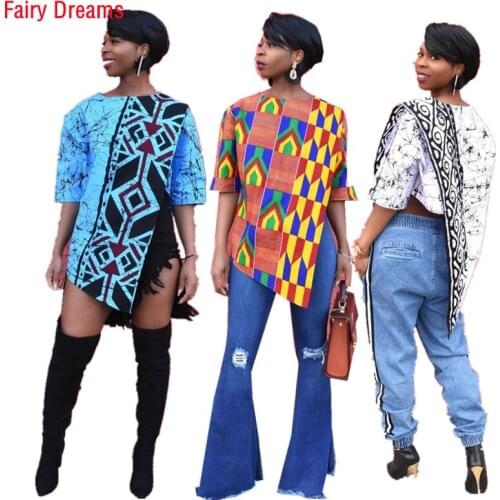 Women Traditional African Clothing Short Sleeve Cacual Tops Summer New Style Dashiki Print Shirt Side Split Mantel Saco Пальто
