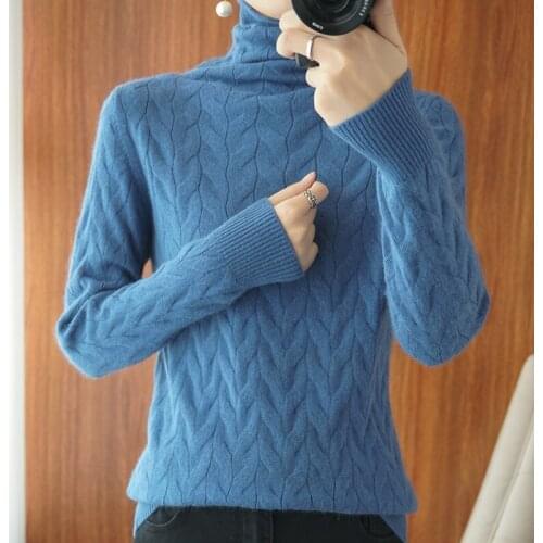 2020 autumn/winter woolen sweater women high neck pullover solid color cashmere long-sleeved sweater knitted ladies top