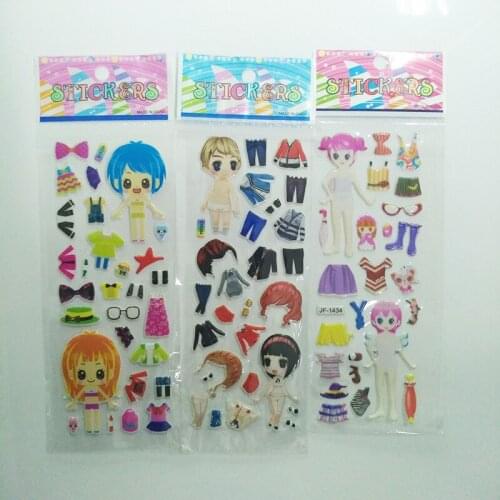 Dress Up Girl 3D Stickers DIY Scrapbook Stationery Diary Stickers Kids Children Gifts School Rewards 20 Sheets